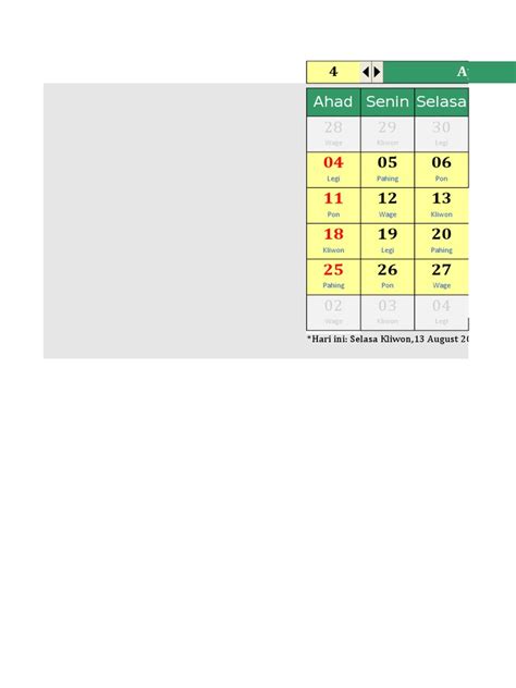 Kalender Abadi Excel Pdf Indonesia Java