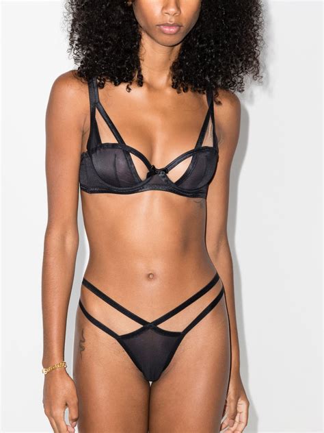 Agent Provocateur Joan Double Strap Mesh Thong Browns