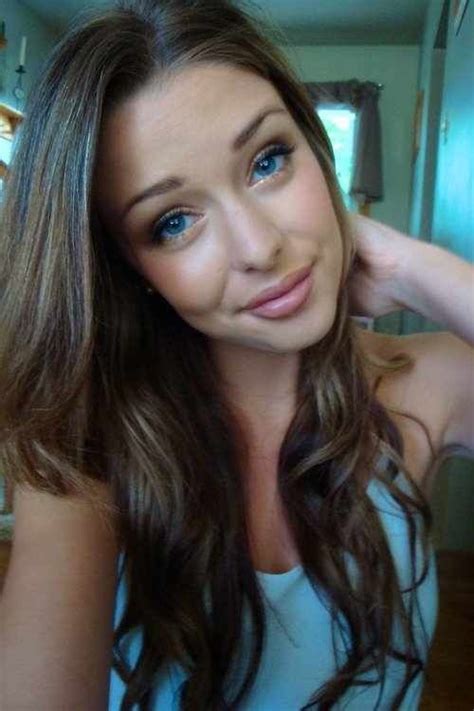 Pretty Girl With Brown Hair And Blue Eyes Selfie