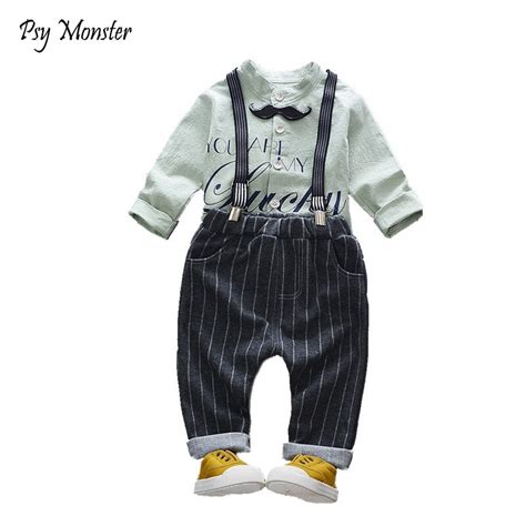 Gentleman Kids Baby Boys Clothes Sets 2018 Long Sleeve Printed Shirt