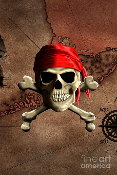 The Jolly Roger Pirate Map Digital Art By Chris Macdonald Fine Art