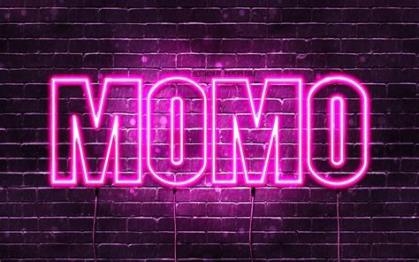 Download Wallpapers Happy Birthday Momo 4k Pink Neon Lights Momo