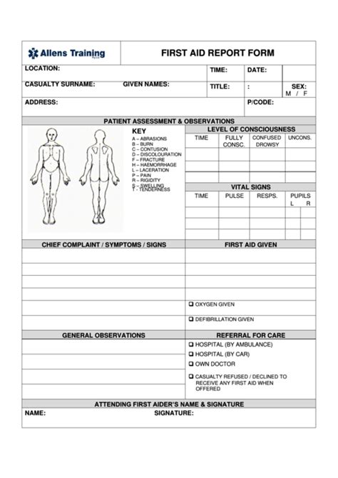 First Aid Report Form Printable Pdf Download