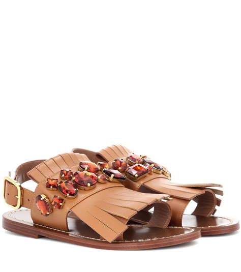marni embellished leather sandals marni s leather sandals come in a warm brown hue and are