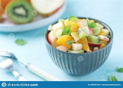 A Bowl With Fresh Fruit Salad Stock Photo Image Of Food Juicy 256930166