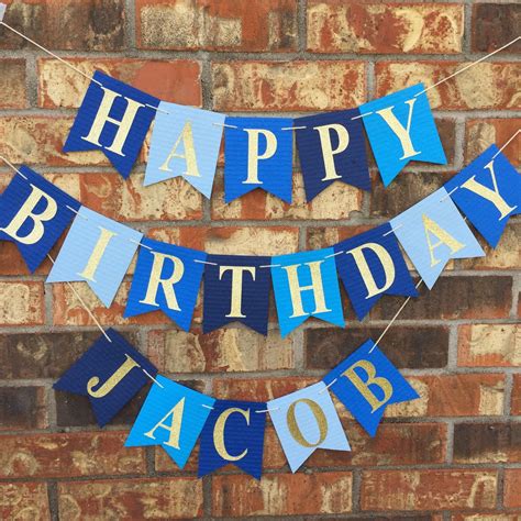Happy Birthday Banner Cut Out Printable Banner Blue H
