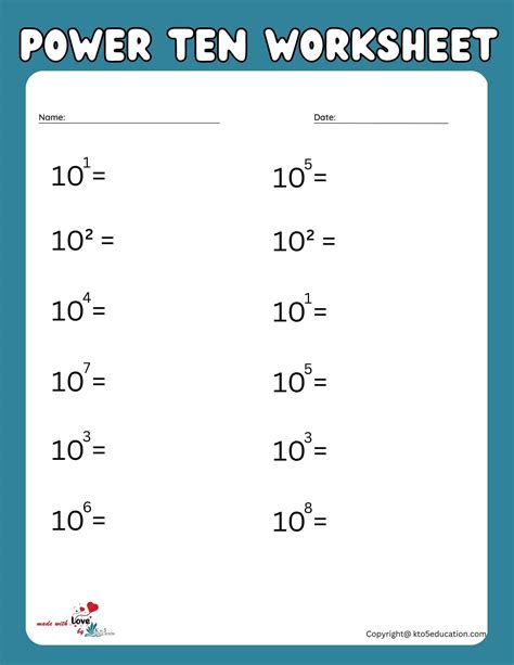 Free Printable Power Of Ten Worksheet Free Download