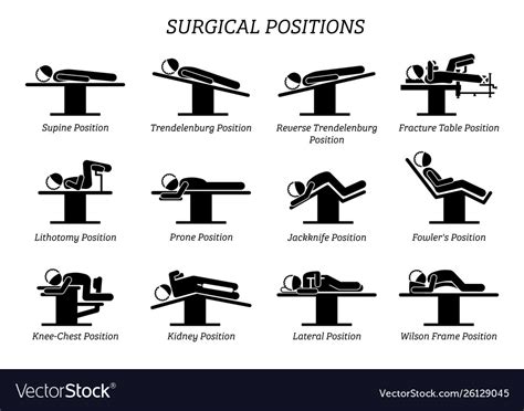 Surgical Surgery Operation Positions Stick Vector Image