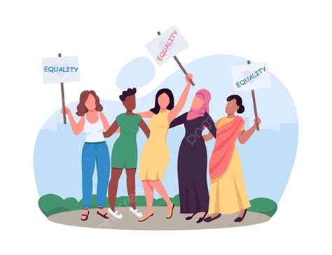 Female Empowerment 2d Vector Web Bannerposter Illustration Protest