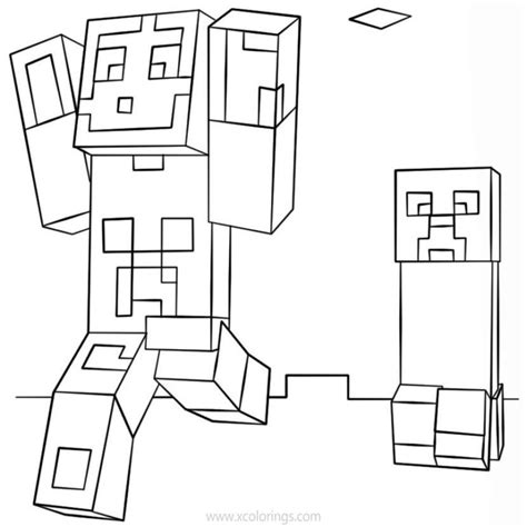 Minecraft Steve Coloring Pages Outline Of Steve XColorings