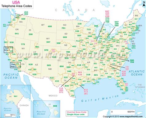 Us Area Codes Lookup Us Telephone Area Codes Map