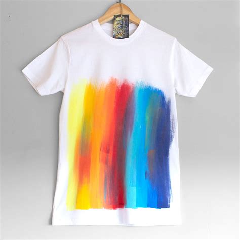 Rainbow T Shirt 100 Organic Cotton T Shirt Hand Painted