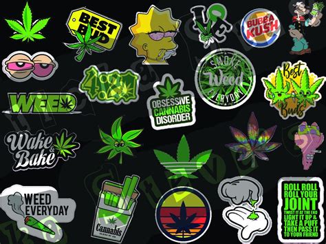 22 Individual Weed Theme 420 Weed Buds Stoned Joint Mj Kush Etsy