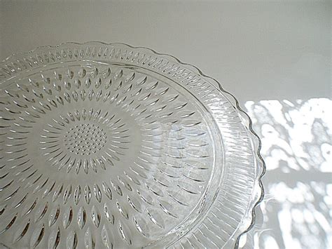 Vintage Footed Cake Plate Clear Pressed Glass By Vintagebiffann