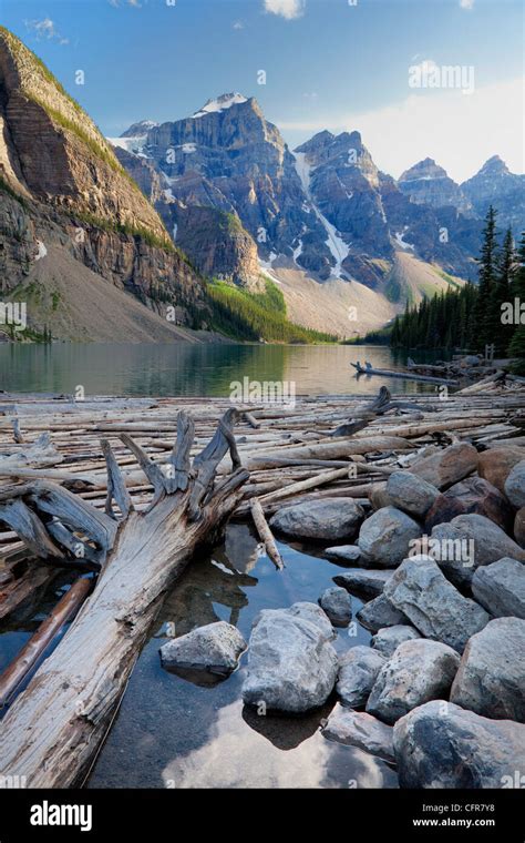 Log Jam On Moraine Lake Banff National Park Unesco World Heritage