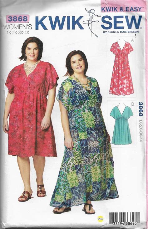 Womens Dress Sewing Pattern Plus Size 1x 2x 3x 4x Uncut Kwik Sew