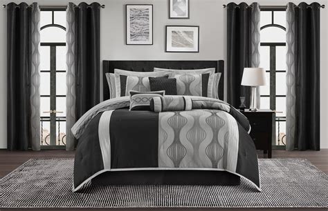 Lanco Elegant Black And Silver Comforter Set Califirnia King Size