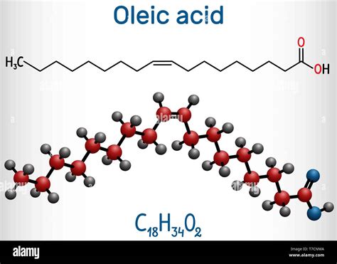 Ácido Oleico Cis Omega 9 Molécula Fórmula Química Estructural Y