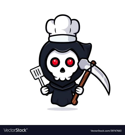 Grim Reaper Chef Cute Mascot Royalty Free Vector Image