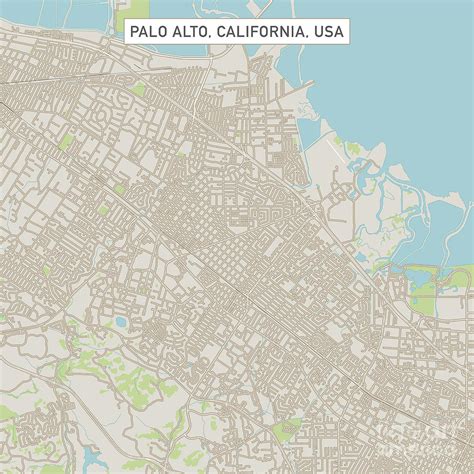 Palo Alto California Us City Street Map Digital Art By Frank Ramspott