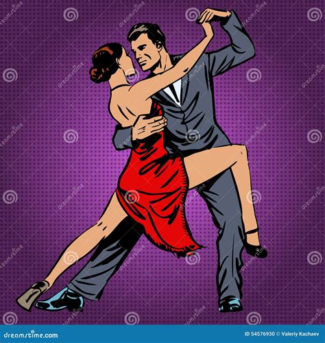 Man And Woman Passionately Dancing The Tango Pop Art Stock Illustration