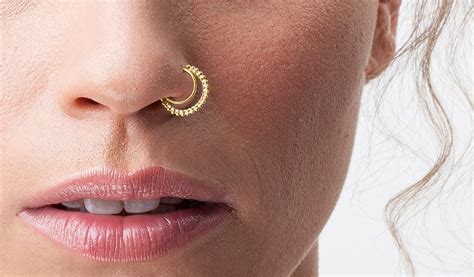 Gold Septum Piercing Indian Septum Ring Solid 14k Gold Nose Etsy