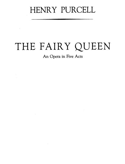 The Fairy Queen Z629 Purcell Henry Imslp Free Sheet Music Pdf