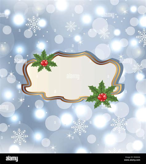 Template Frame With Mistletoe For Design Christmas Card Stock Vector