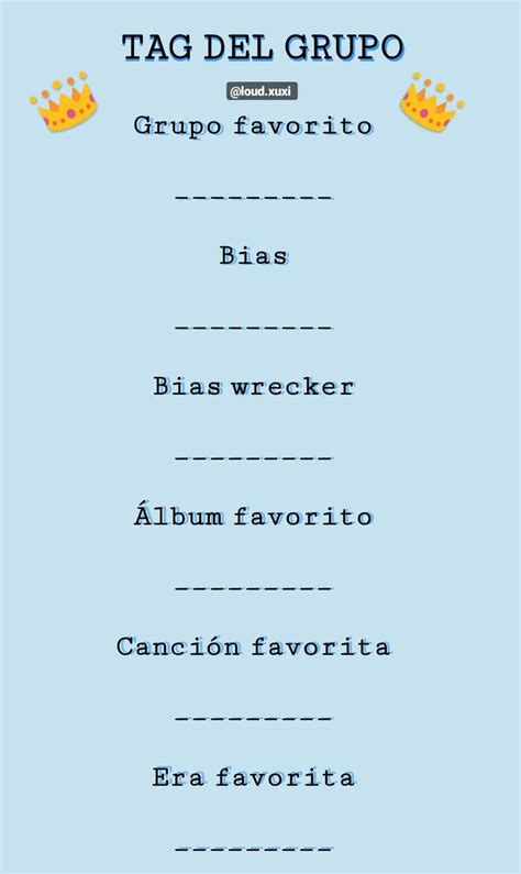 Qué mejor manera de explicarlo que poniendo algunos ejemplos. TAG del grupo. Kpop, Insta Stories, Juego | Juegos para ...