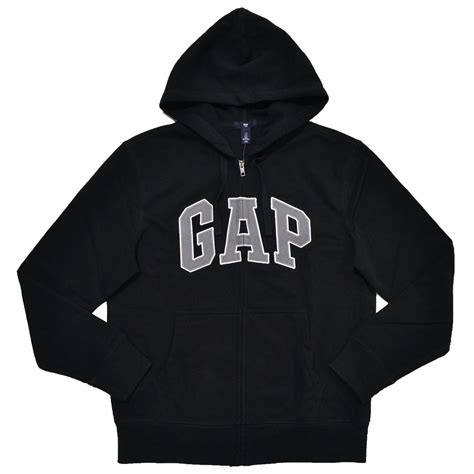 Gap Mens Fleece Arch Logo Full Zip Hoodie S Black
