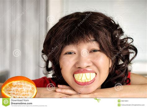 Large Teeth Joke Stock Image Image Of Woman Orange 39373951