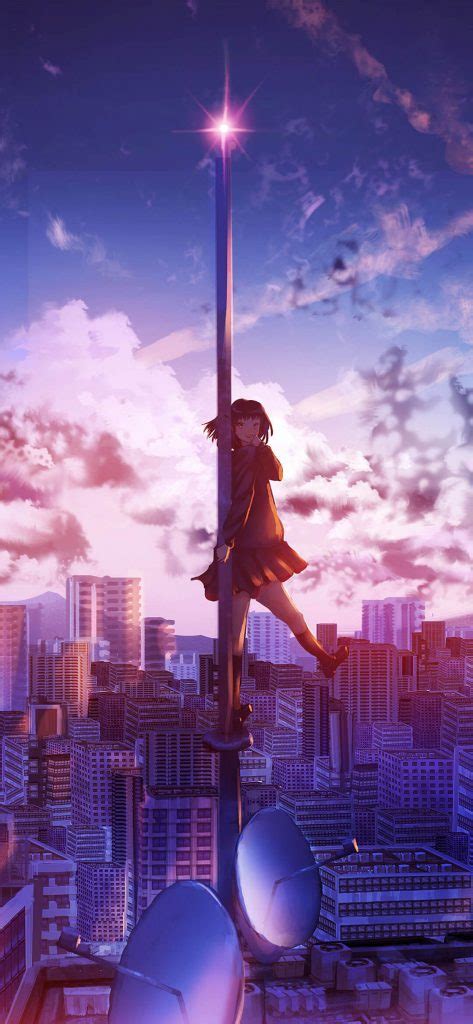 Original City Anime Girl In Sky Wallpaper 1080x2340 Webrfree