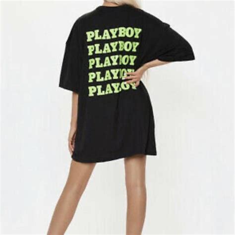 Playboy X Missguided Oversized Neon Green T Shirt Depop
