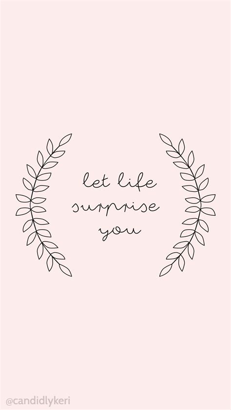 Let Life Surprise You Cute Pink Leaf Quote Motivational Inspirational