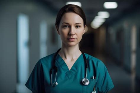 Premium Ai Image Portrait Of A Female Doctor In Her Scrubs Standing