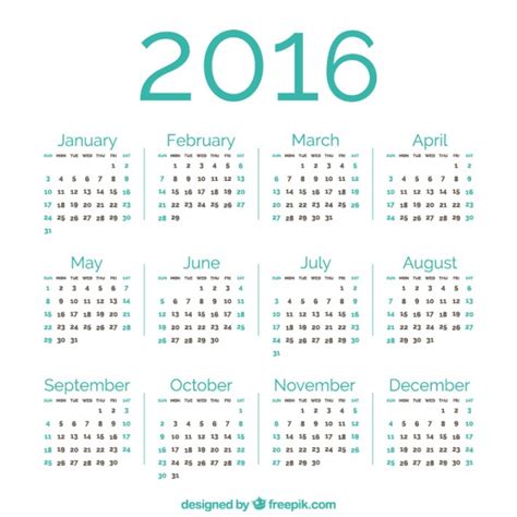 2016 Calendar Vector At Collection Of 2016 Calendar