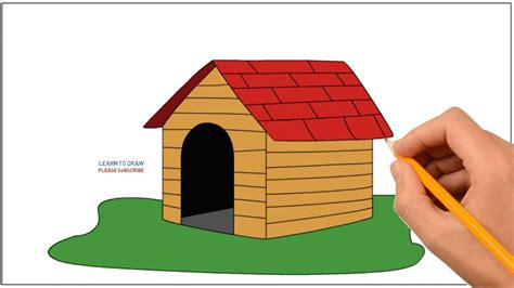 How To Draw A Dog House Easy Step By Step For Kids Coloring Page