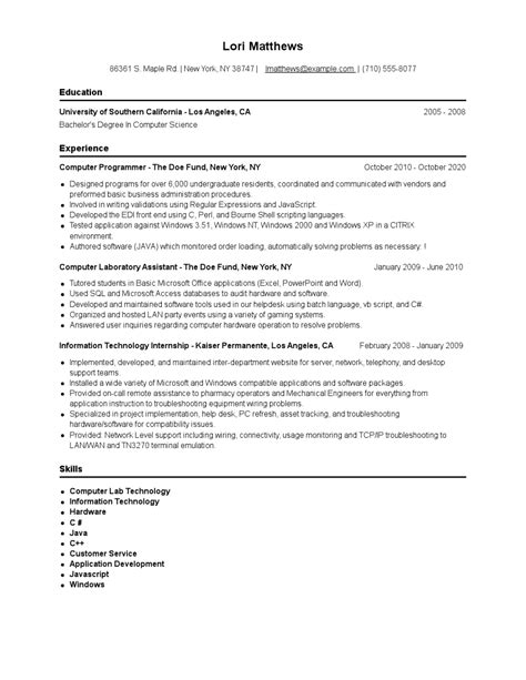 Computer Programmer Resume Examples And Tips Zippia
