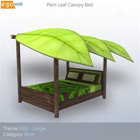 Why not add a bed canopy to give it a glamorous, cozy, and romantic feel. Kids Furniture: Palm Leaf Canopy Bed #tuesday #jungle # ...