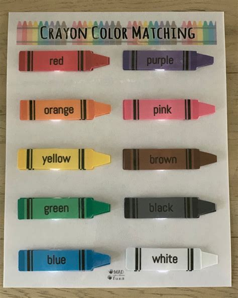 Color Matching Crayon Activity Instant Printable Download Etsy