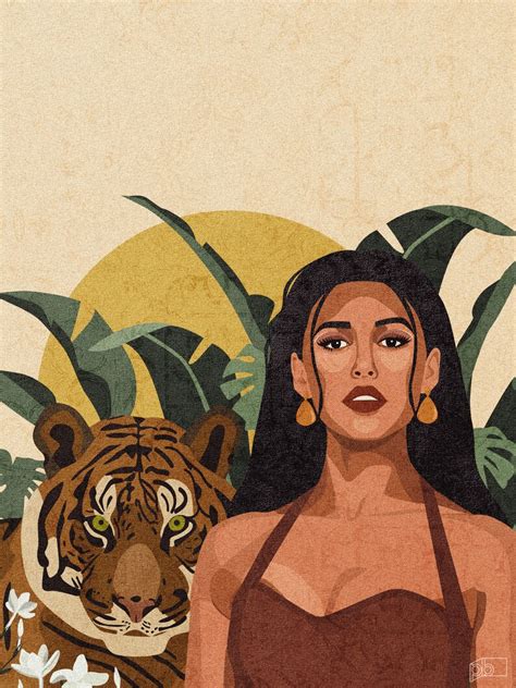 Queen Of The Jungle Art Print Woman Illustration Connecting Etsy