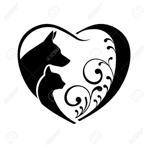 Dog And Cat Love Heart Vector Graphic Royalty Free Cliparts Vectors