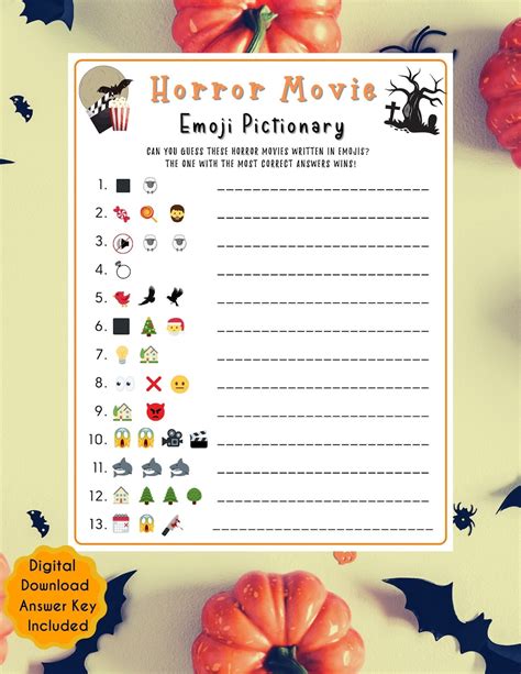 Halloween Horror Movie Emoji Pictionary Game Scary Movie Etsy Finland