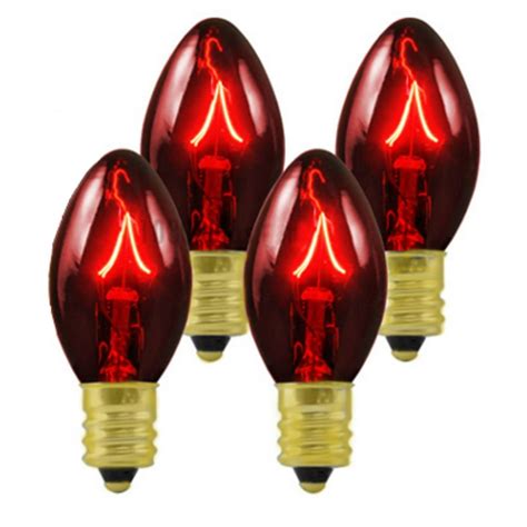 Pack Of 25 Transparent Red C7 Twinkle Replacement Christmas Light Bulbs
