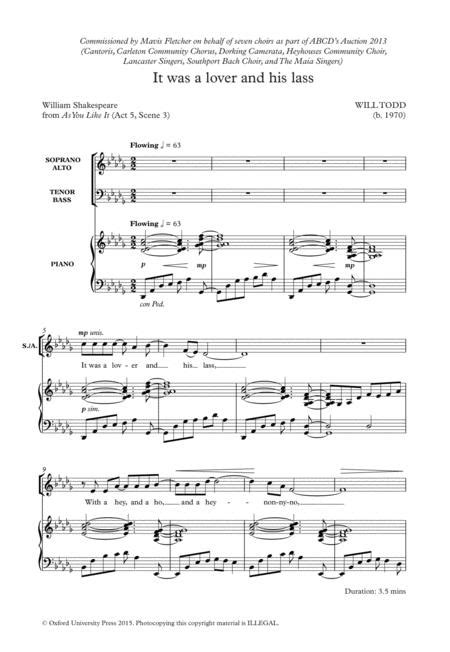 It Was A Lover And His Lass By Will Todd Digital Sheet Music For Octavo Download And Print Ox