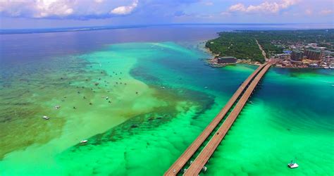 Destin Redneck Beach Florida Panama City Bridge Aerial View Eglin