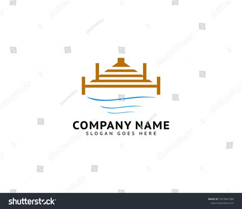 Beach Pier Dock Logo Design Vector Royalty Free Stock Vector
