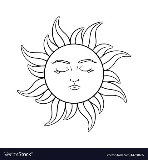 Tarot Sun Astrology Symbol Spiritual Sun Vector Image