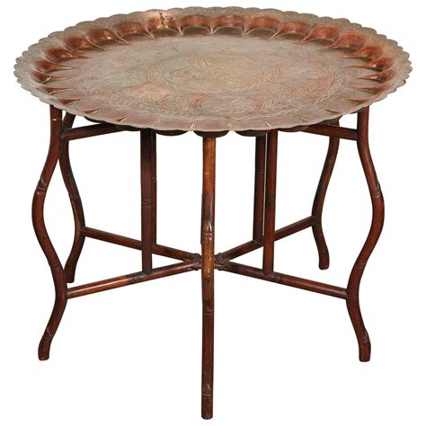 Sometimes it was served elaborately at the table and other times it was prepared quickly and plonked on the table. Large Turkish Copper Tray Table on Bamboo Folding Base at ...