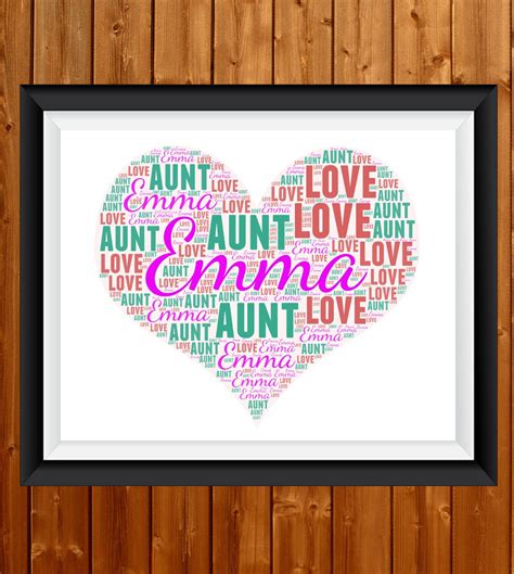 Personalised Aunt Gift Aunt Word Art Auntie Print Aunty Etsy